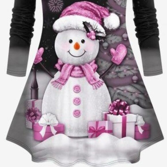 New 2X Christmas Tree Snowflake Snowman Sparkling 3D Print Top & Leggings Outfit - Picture 5 of 5